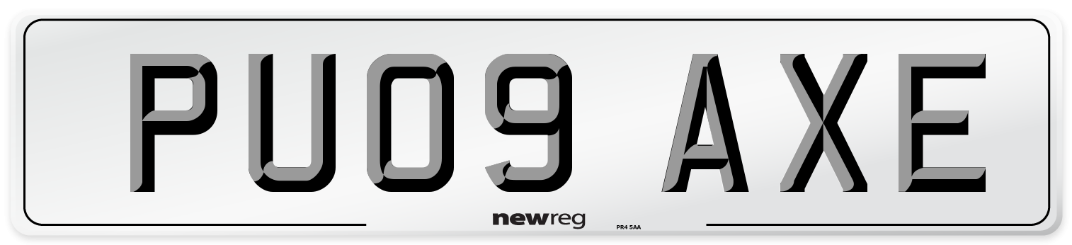 PU09 AXE Number Plate from New Reg